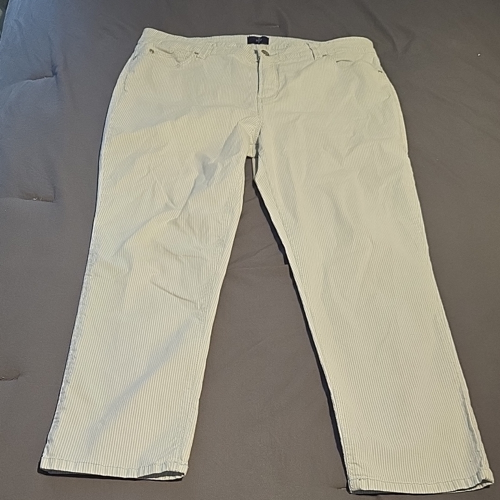 NYDJ Light Blue And White Pinstripe Pants